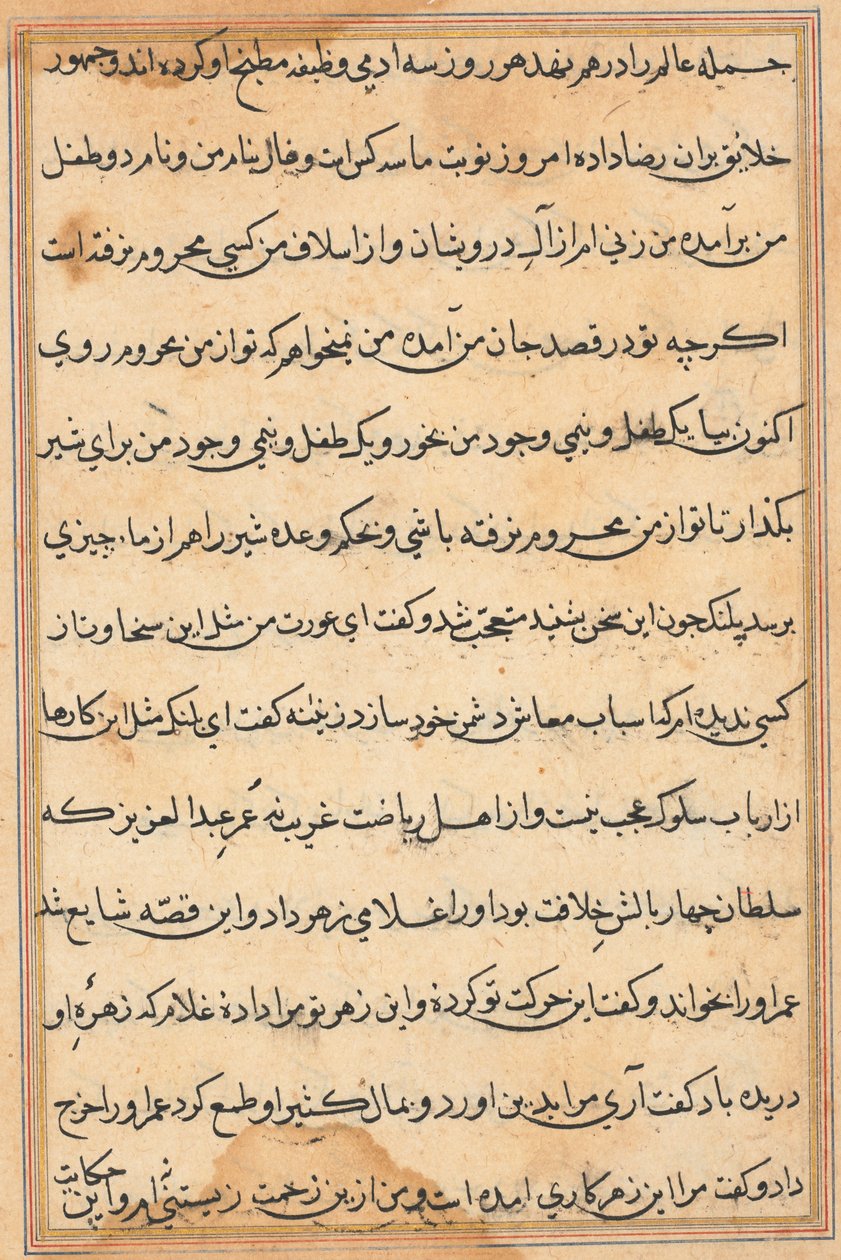 Page from Tales of a Parrot Tuti-nama: text page, c. 1560 by Unbekannt