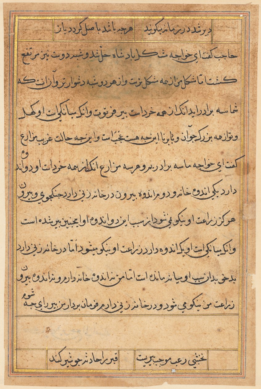 Page from Tales of a Parrot Tuti-nama: Text Page by Unbekannt