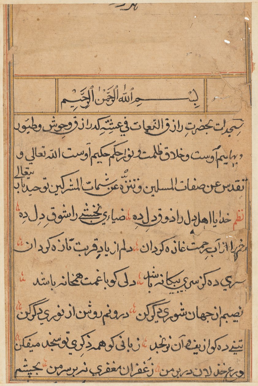 Page from Tales of a Parrot Tuti-nama: Text Page by Unbekannt