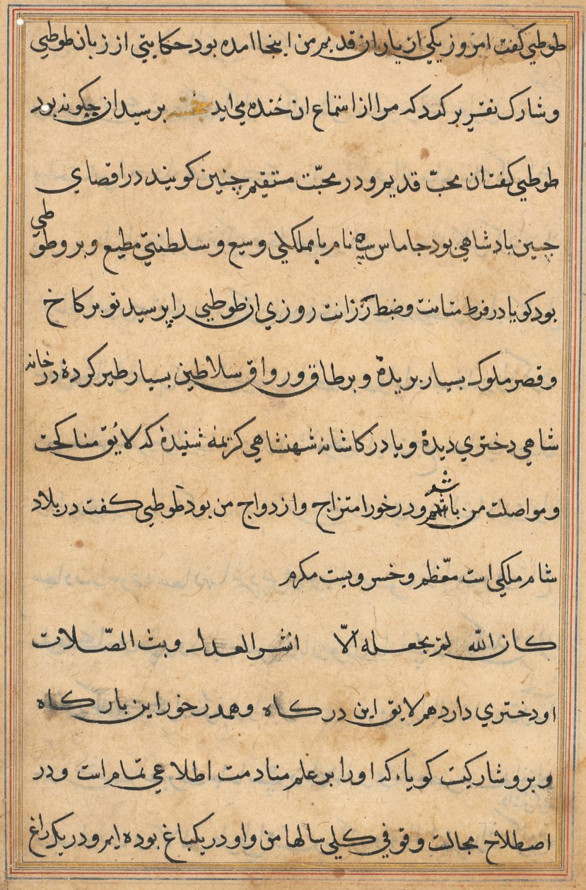 Page from Tales of a Parrot Tuti-nama: text page by Unbekannt
