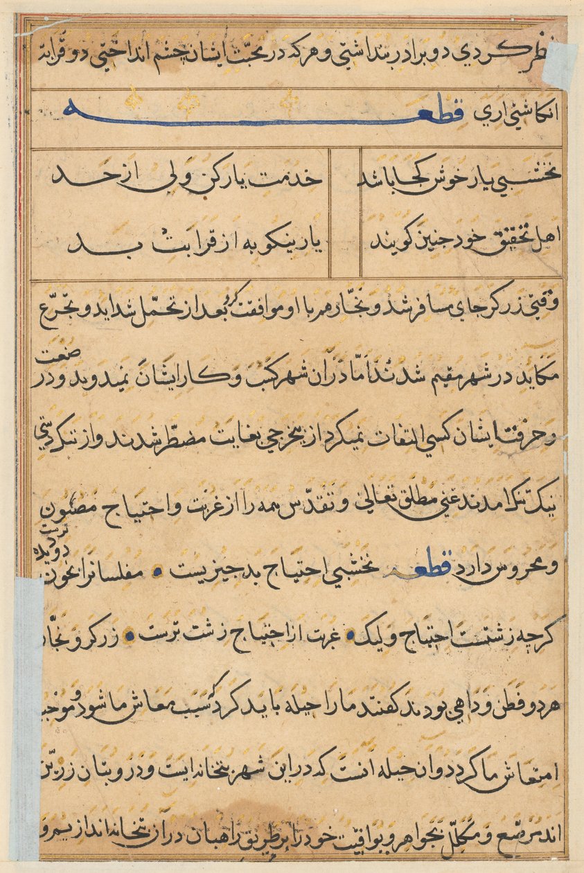 Page from Tales of a Parrot Tuti-nama: Text Page by Unbekannt