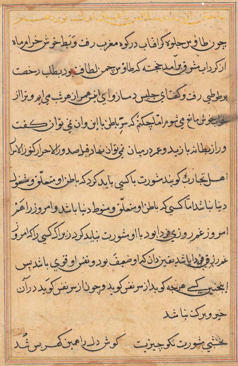Page from Tales of a Parrot Tuti-nama: text page by Unbekannt