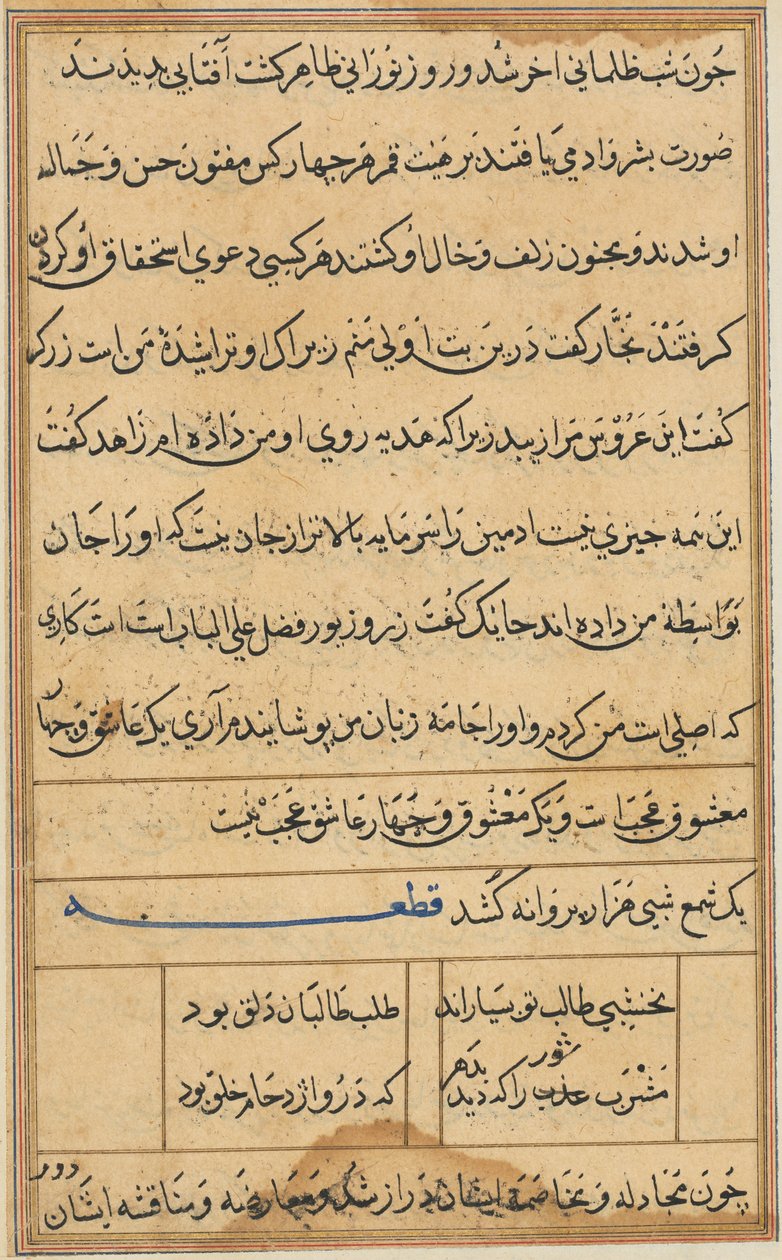 Page from Tales of a Parrot Tuti-nama: Text Page by Unbekannt