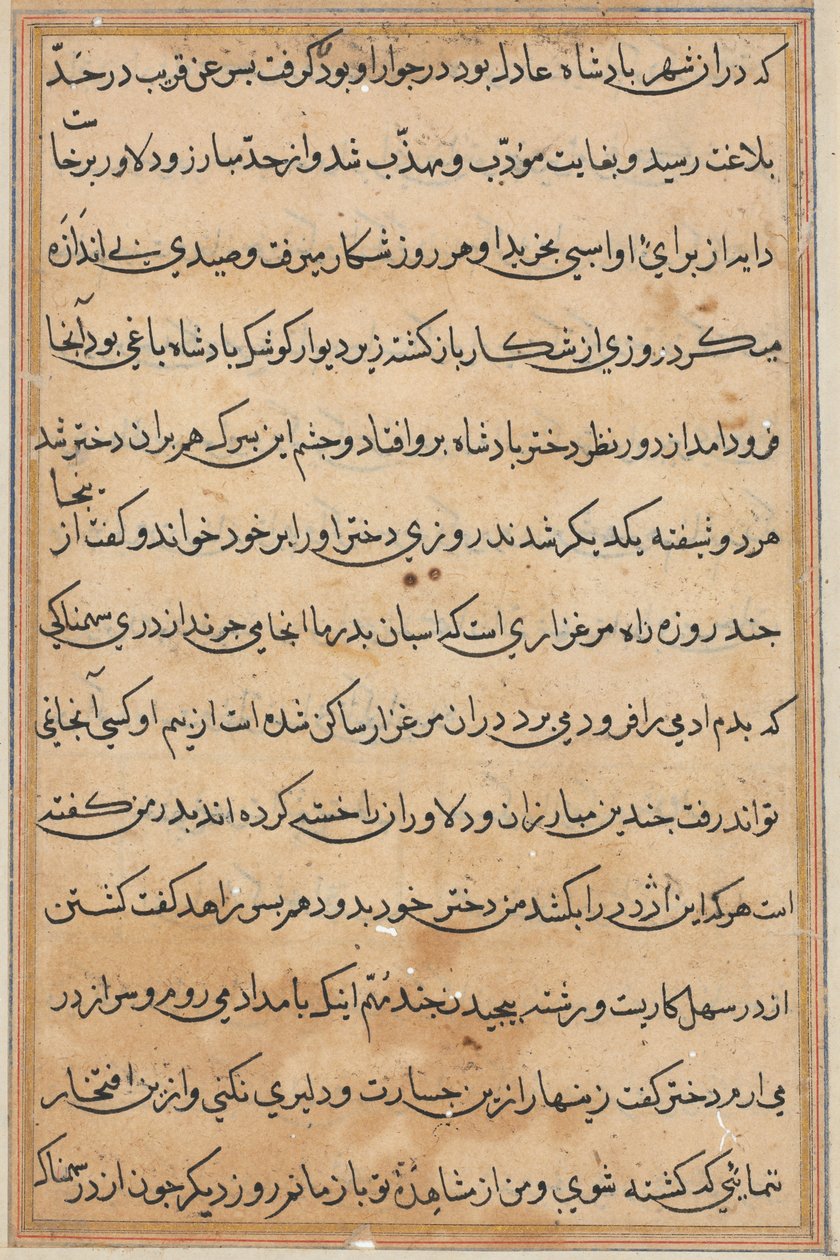 Page from Tales of a Parrot Tuti-nama: Text Page, c. 1560 by Unbekannt