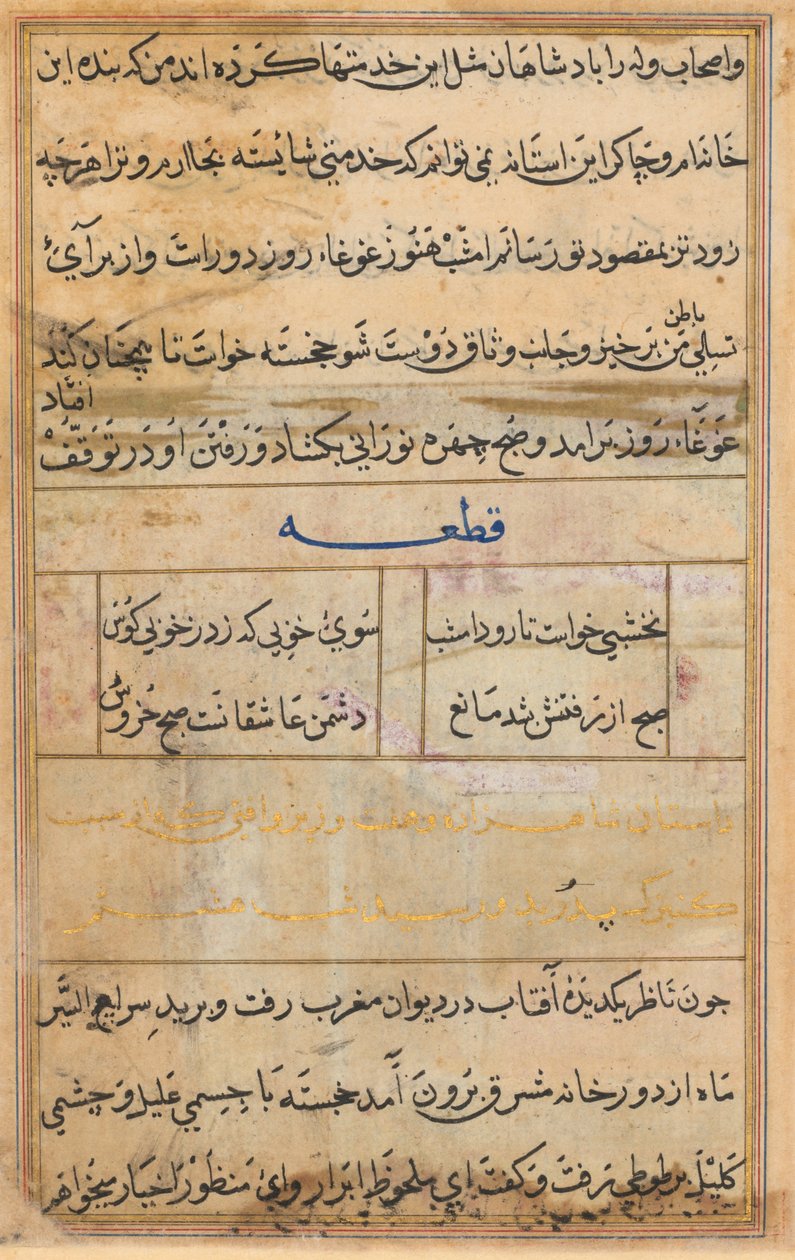 Page from Tales of a Parrot Tuti-nama: text page by Unbekannt