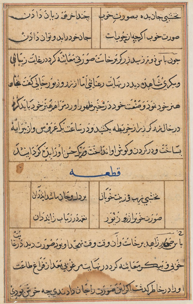 Page from Tales of a Parrot Tuti-nama: text page, c. 1560 by Unbekannt