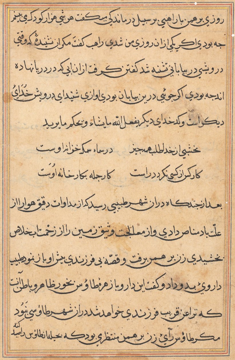 Page from Tales of a Parrot Tuti-nama: text page, c. 1560 by Unbekannt