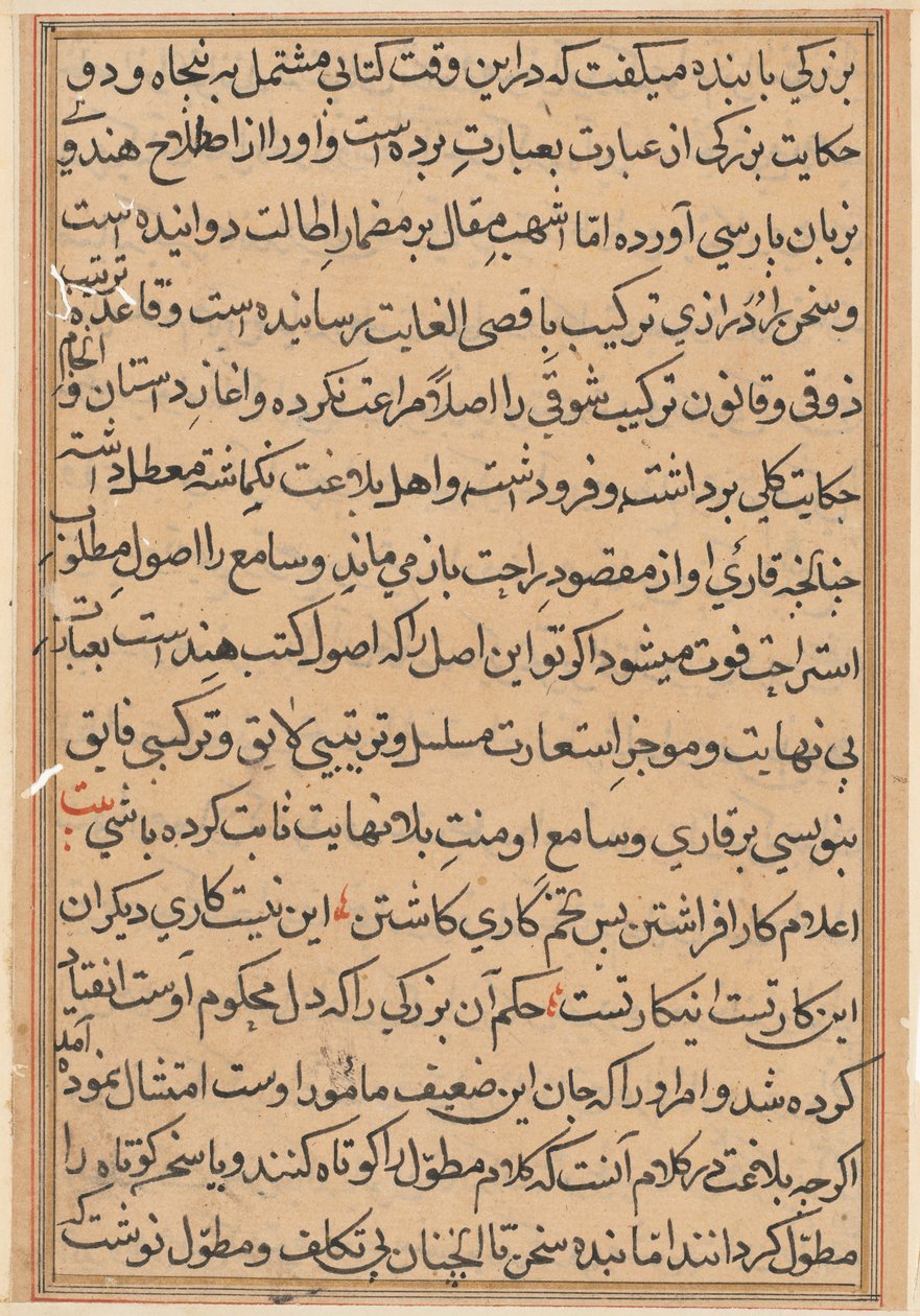 Page from Tales of a Parrot Tuti-nama: Text Page, c. 1560 by Unbekannt
