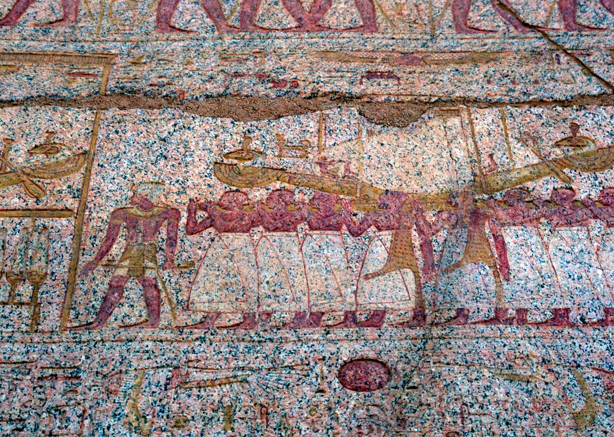 Relief showing a Ra sun boat carried in a procession, Ancient Egyptian by Unbekannt