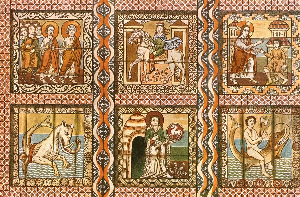 Painted Wooden Ceiling in St. Martins Church, Zillis, Switzerland by Unbekannt