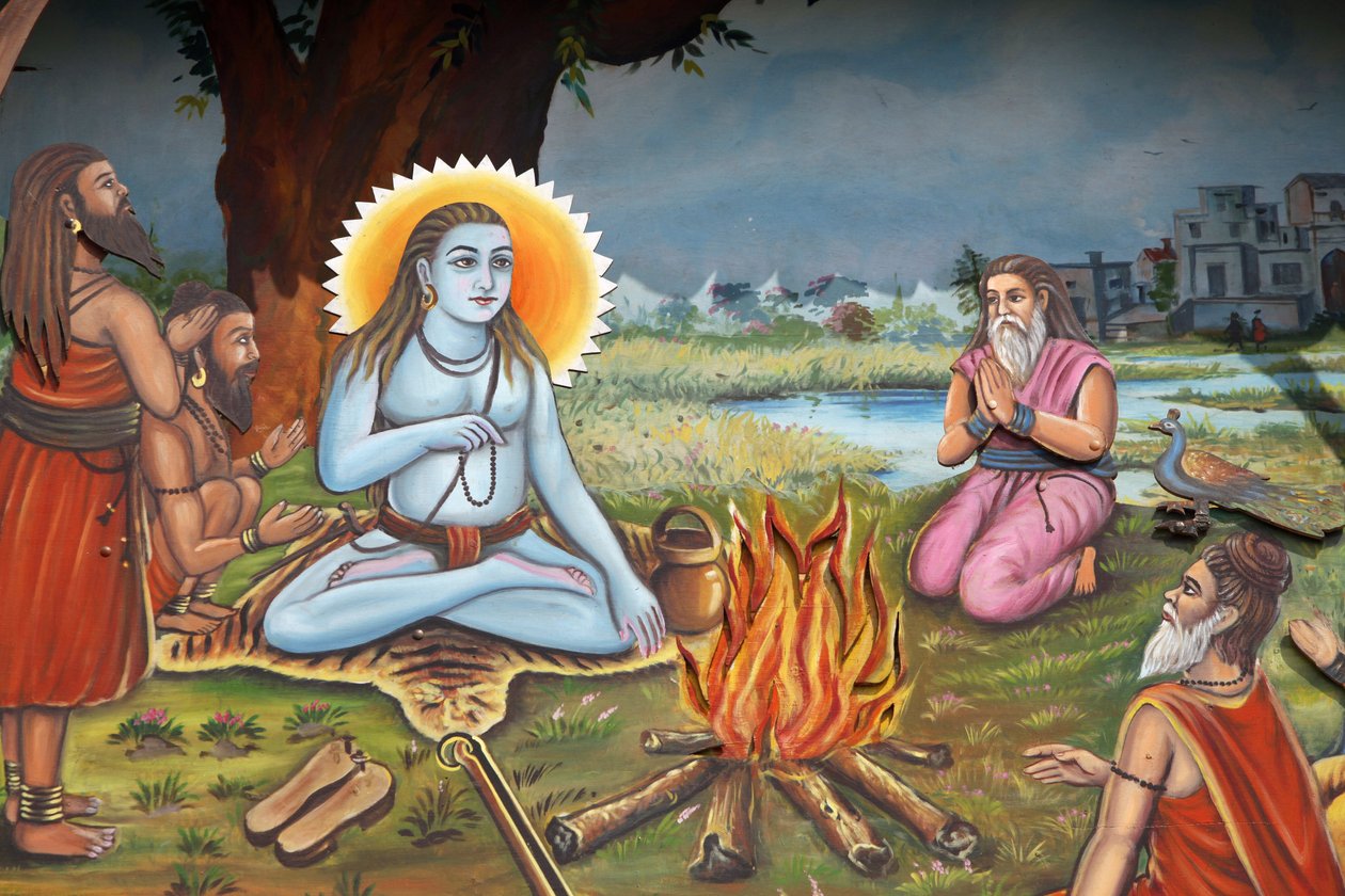 Holy Man Surrounded by Followers, Haridwar, India by Unbekannt