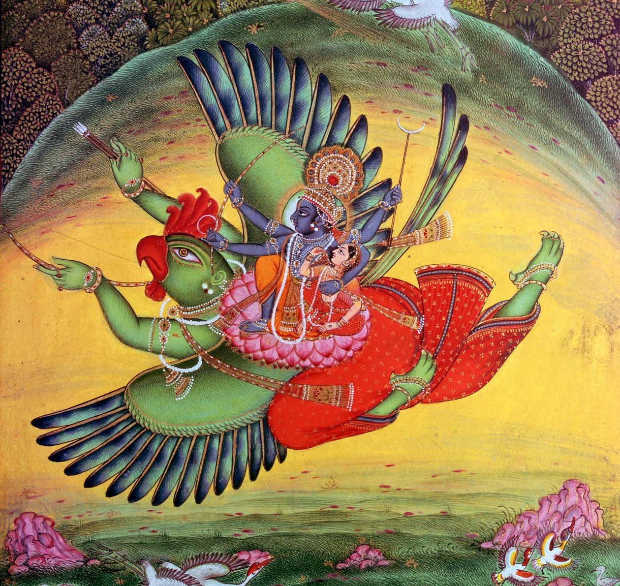Vishnu and His Consort Lakshmi Riding on the Bird-God Garuda by Unbekannt