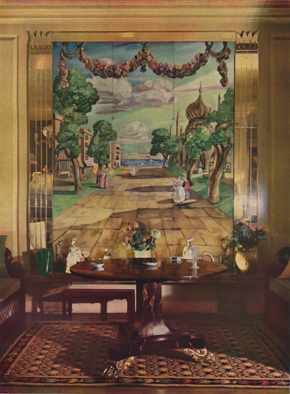 Panel Showing Regency Brighton, Flanked by Mirrored Glass Pilasters by Unbekannt