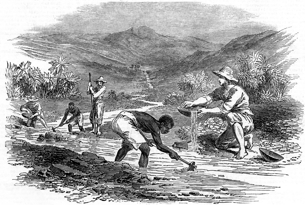 Panning for Gold During the Californian Gold Rush of 1849 by Unbekannt
