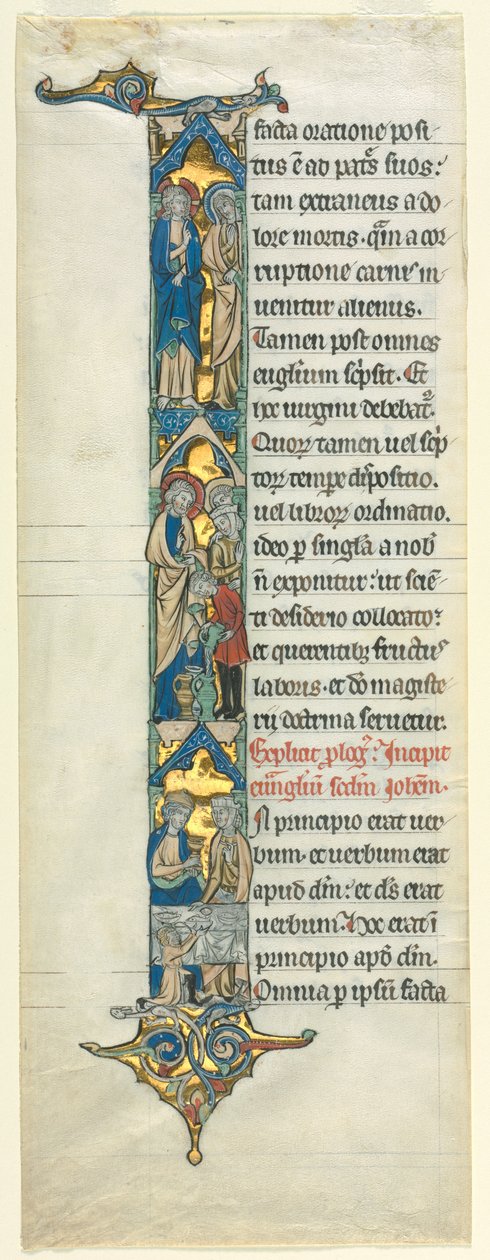 Partial Leaf from a Latin Bible: Initial I[n principio] with the Marriage at Cana, c. 1260-1270 by Unbekannt