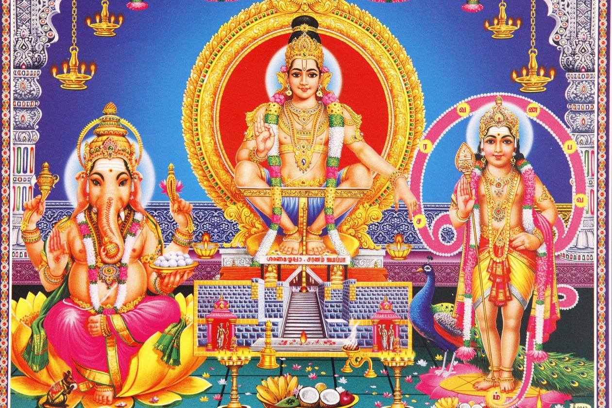 Hindu Gods Ganesh, Ayappa & Subramania, India by Unbekannt