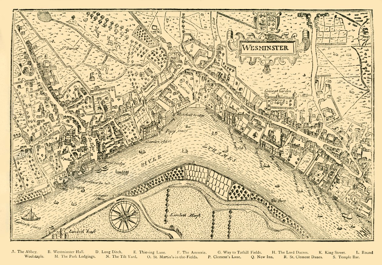 Plan of Westminster (From Nordens Survey, Taken in Queen Elizabeth
