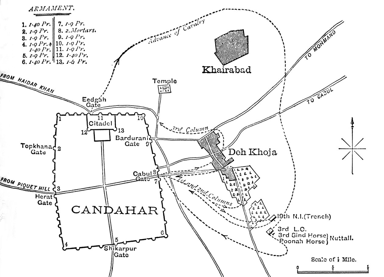 Plan of the Sortie from Candahar, Aug. 16, 1880 by Unbekannt