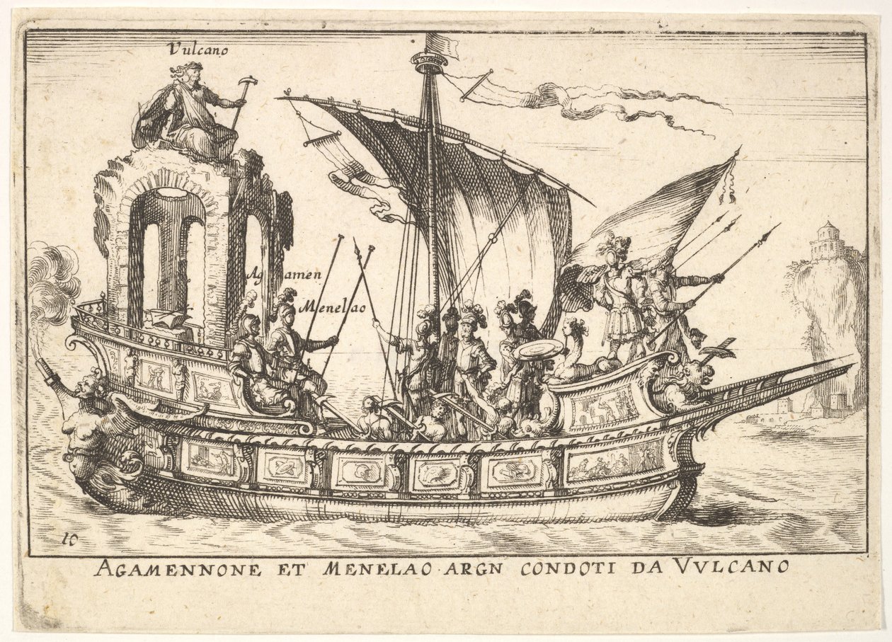 Plate 10: Agamemnon and Menelaus Seated in a Boat Accompanied by Other Figures by Unbekannt