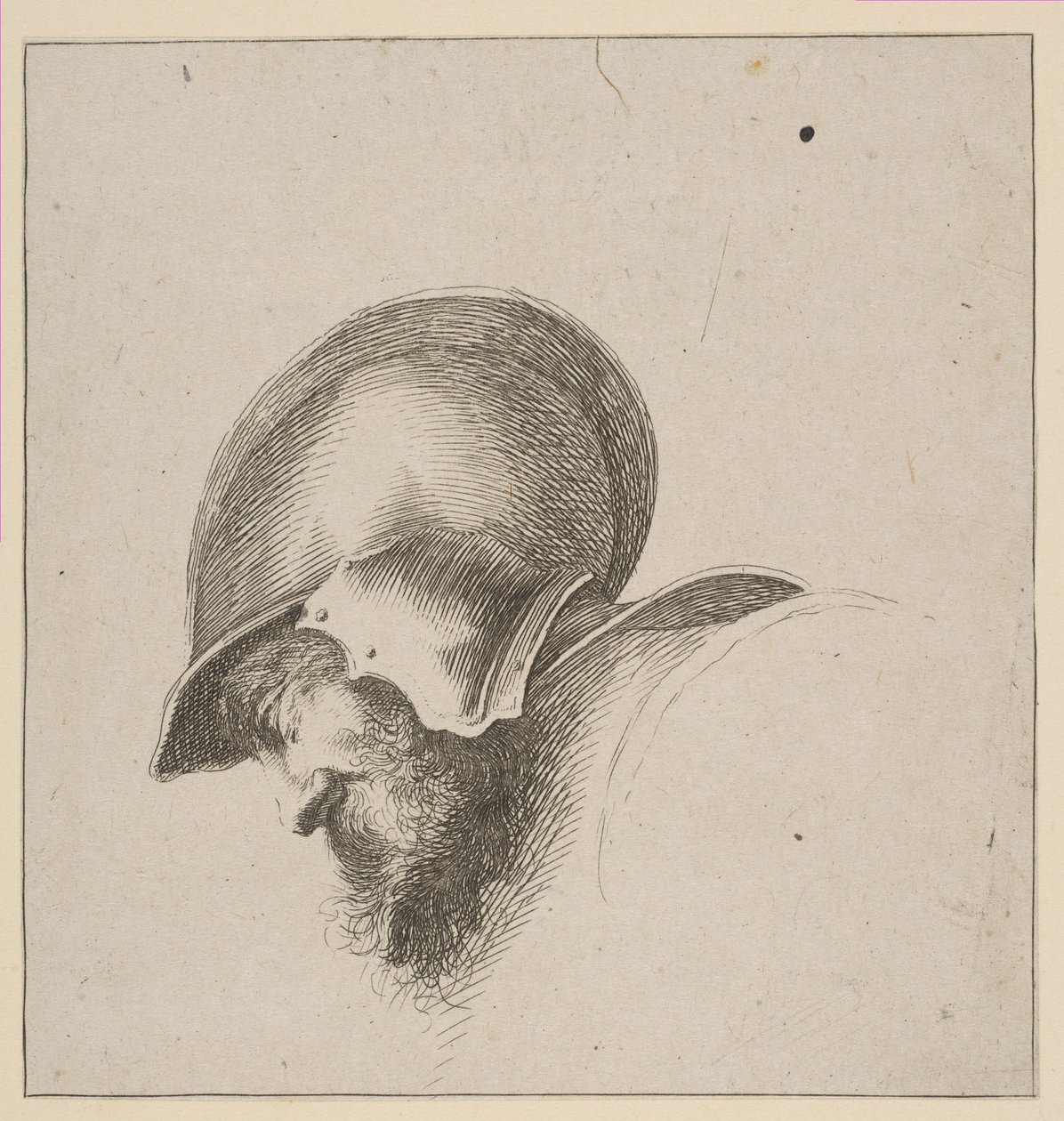 Plate 10: Head of a Soldier, from Drawing Basics, after 1641 by Unbekannt