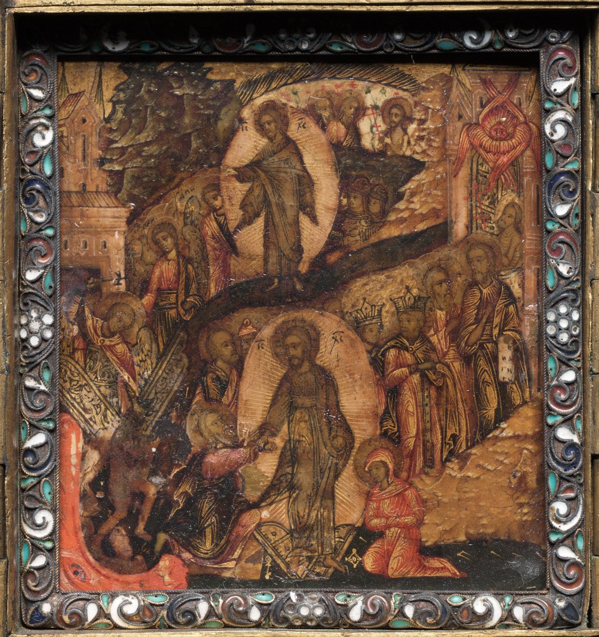 Portable Triptych Icon: The Resurrection and Anastasis by Unbekannt