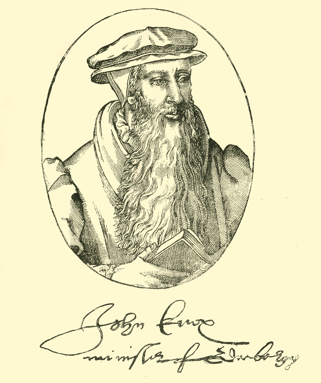 Portrait and Autograph of John Knox by Unbekannt
