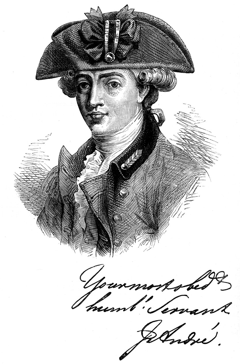 Portrait and autograph of Major John Andre, British soldier and spy by Unbekannt