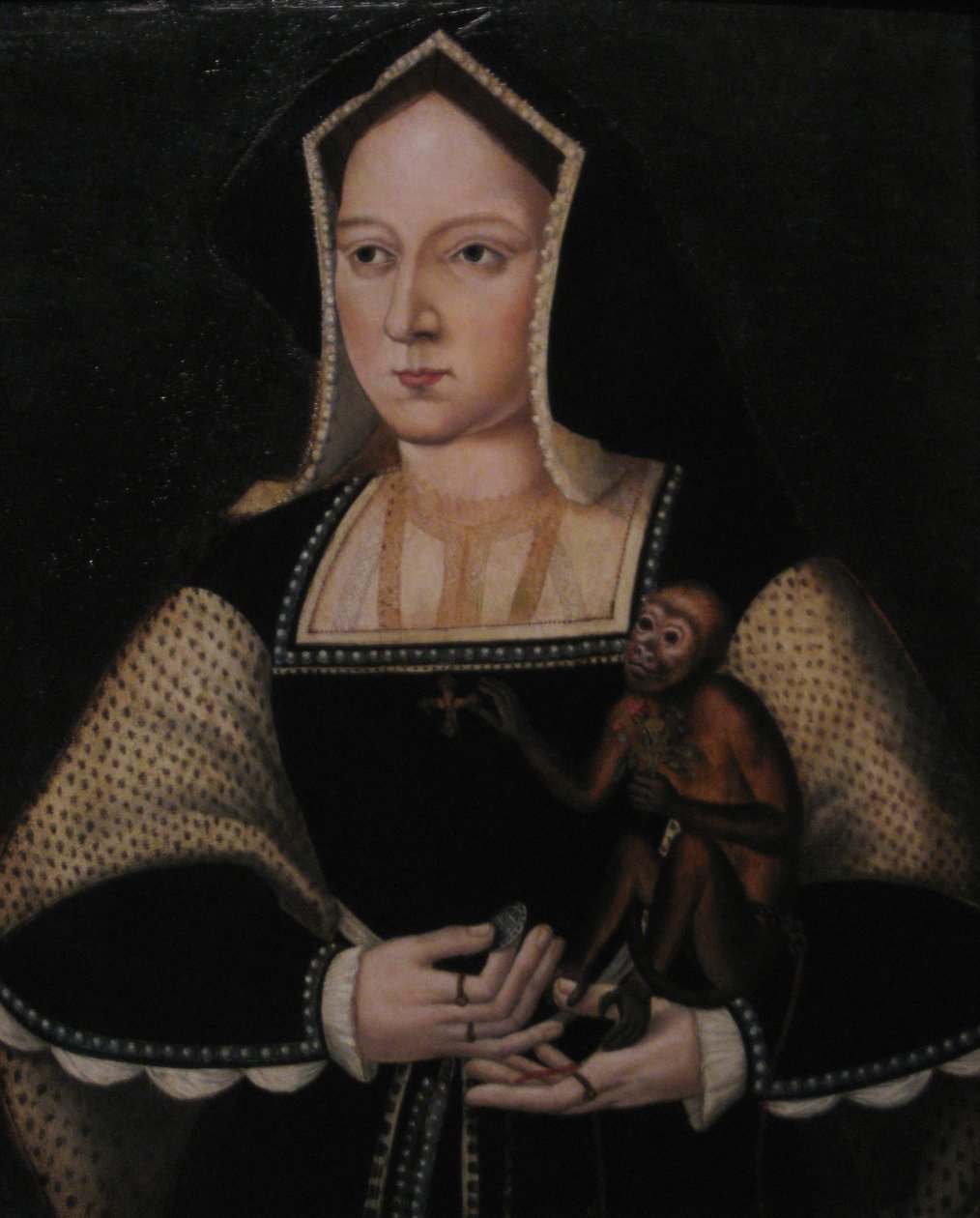 Portrait of Catherine of Aragon, with Her Pet Monkey (Copy After Lucas Horenbout) by Unbekannt