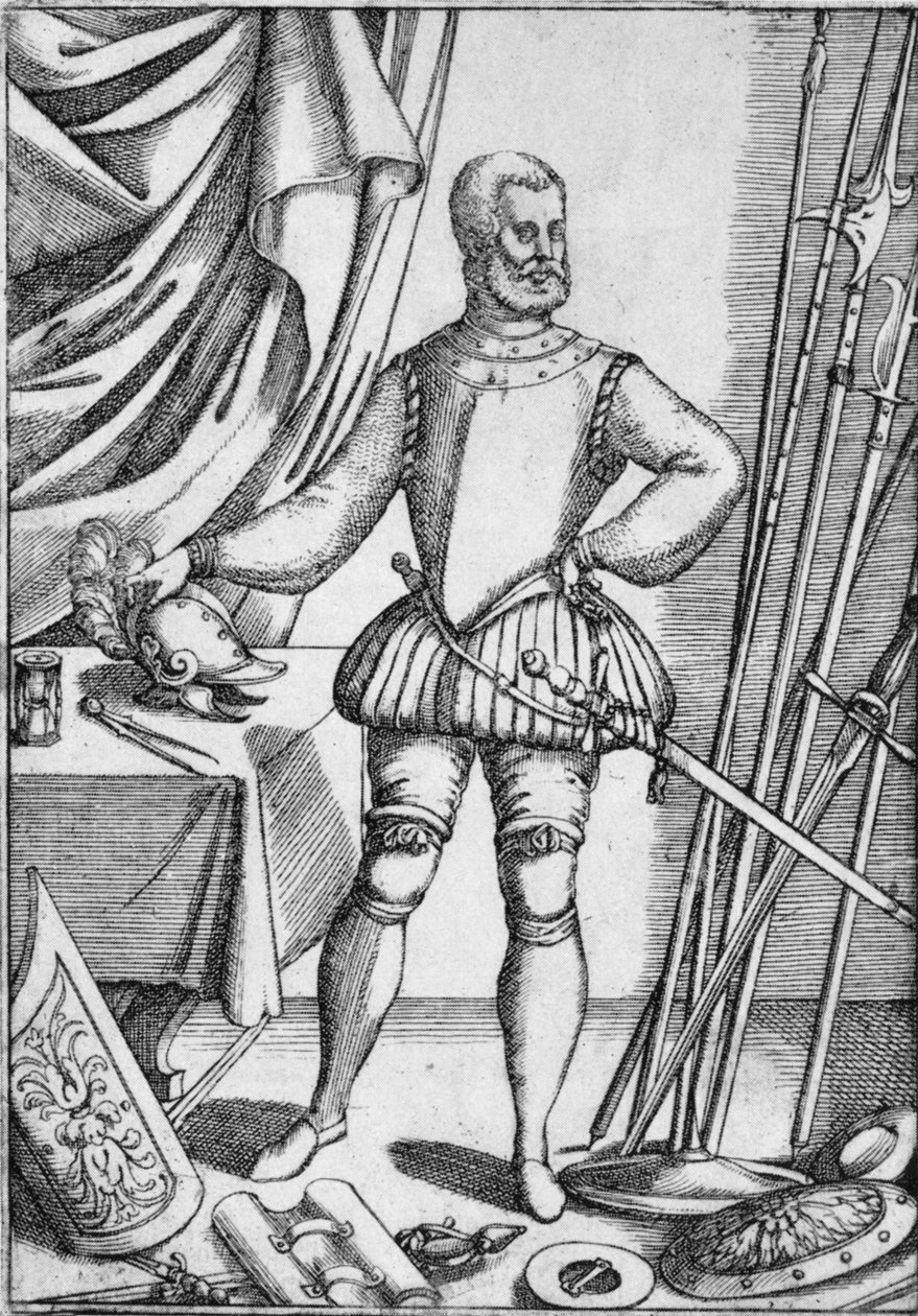 Portrait of Giacomo Di Grassi, Showing Weapons the Use of Which He Taught His Pupils by Unbekannt