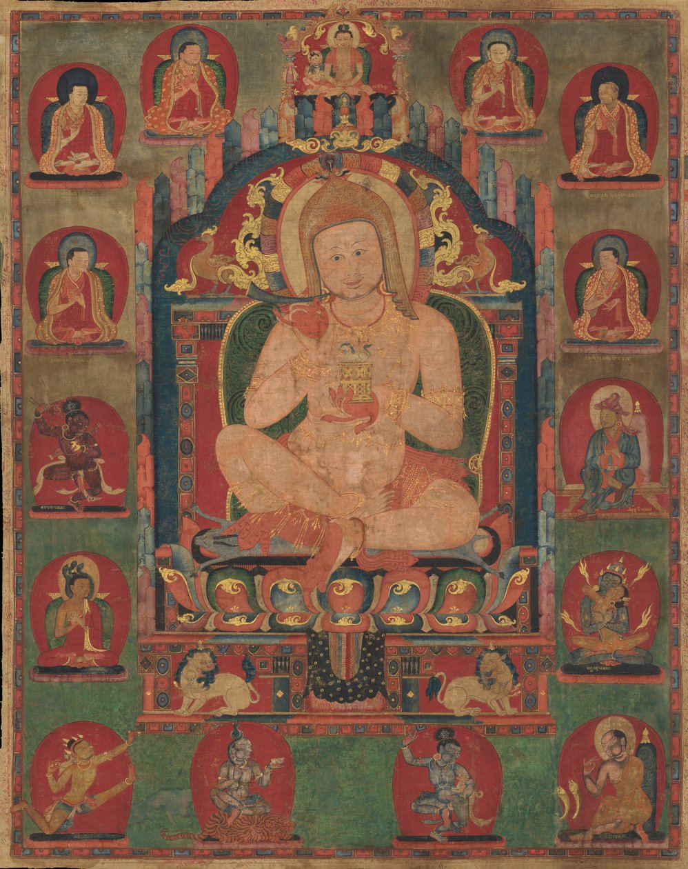 Portrait of Jnanatapa Attended by Lamas and Mahasiddhas, ca. 1350 by Unbekannt