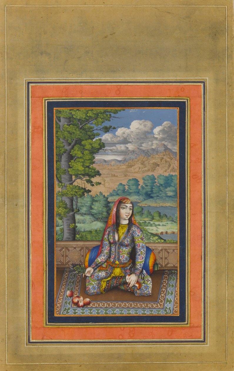 Portrait of a Persian Lady, Folio from the Davis Album, ca. 1736-37 by Unbekannt