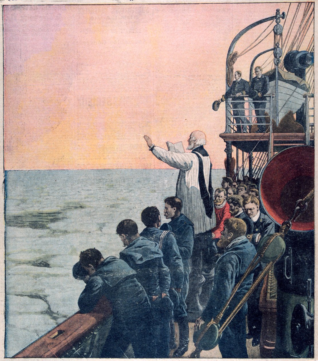 Prayers at the scene of the sinking of the Titanic by Unbekannt
