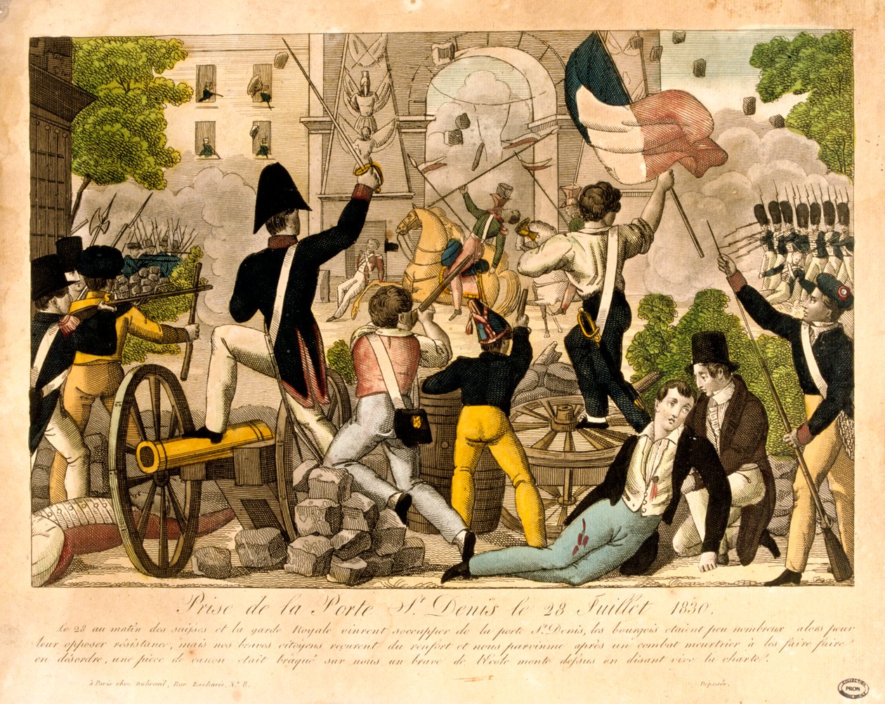Prise de la Porte St Denis le 28th Juillet 1830, Revolution of 1830, Paris by Unbekannt