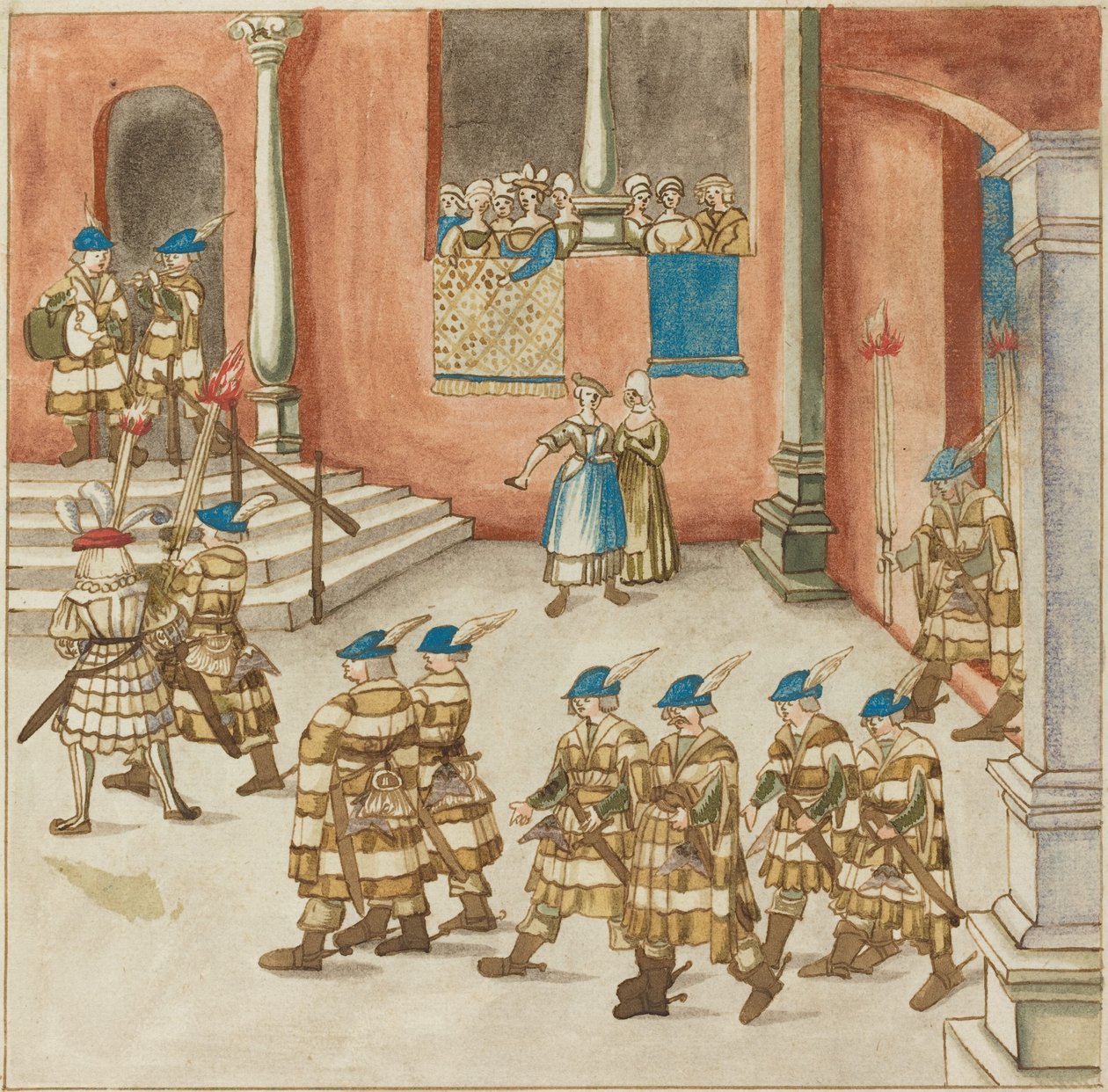 Procession of Knights Viewed by Ladies on a Balcony by Unbekannt
