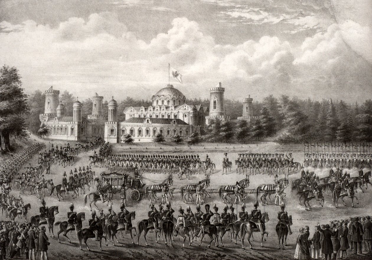 Procession of Tsar Nicholas I into Dormition Cathedral from the Petrovsky Palace During His Coronation in 1825 by Unbekannt