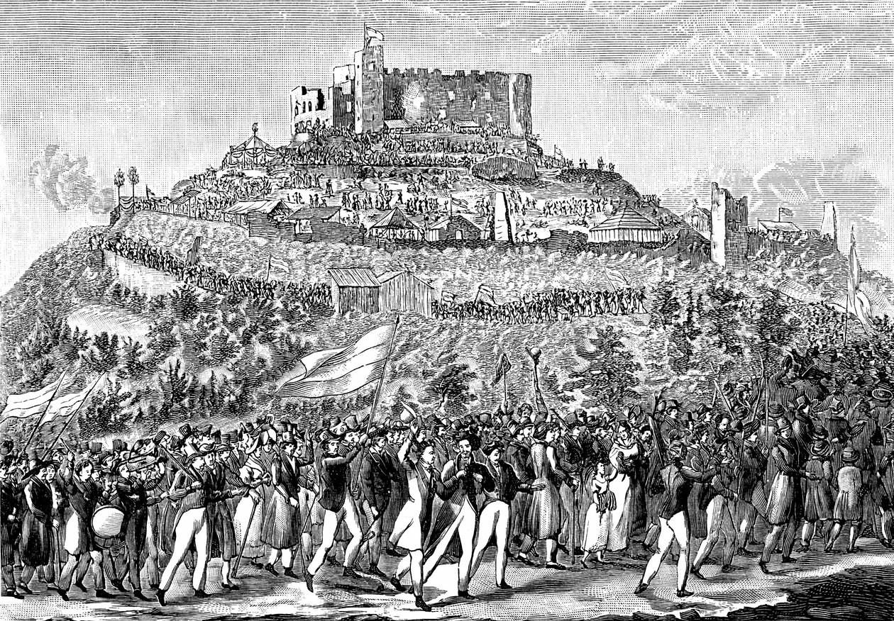Procession to Hambach Castle on 27th May 1832 by Unbekannt