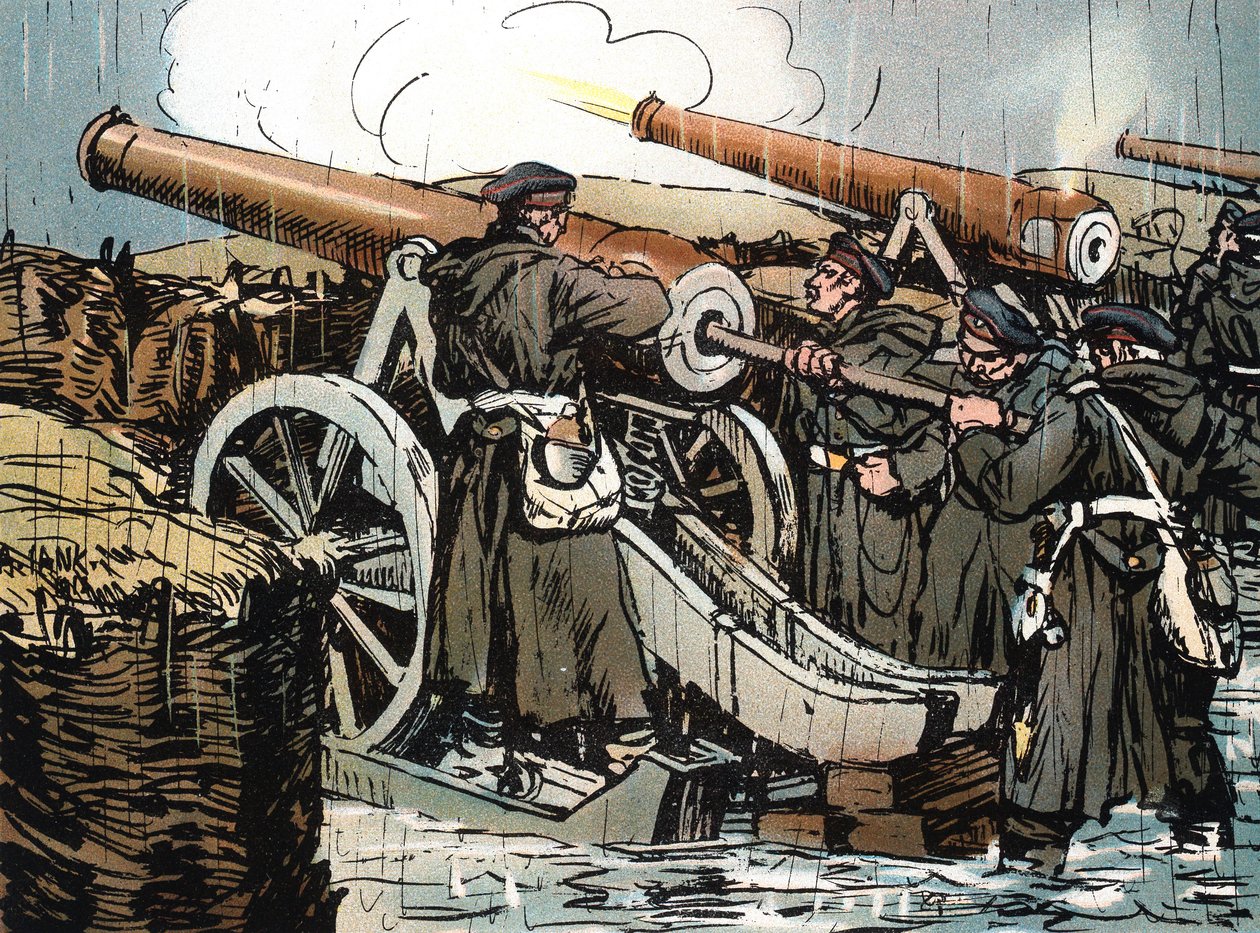 Prussian Artillery Battery in Action, Franco-Prussian War, 1870-1871 by Unbekannt