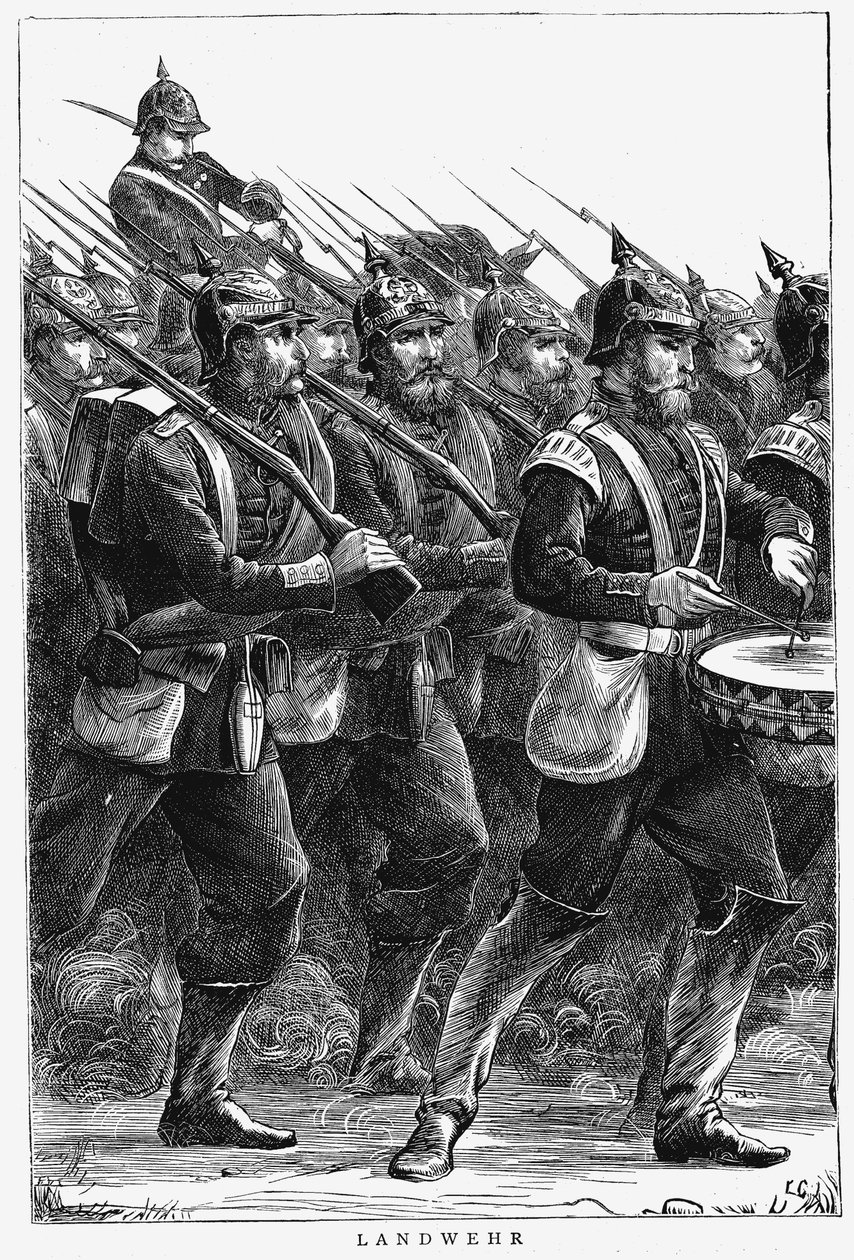 Prussian Soldiers on the March, Franco-Prussian War by Unbekannt