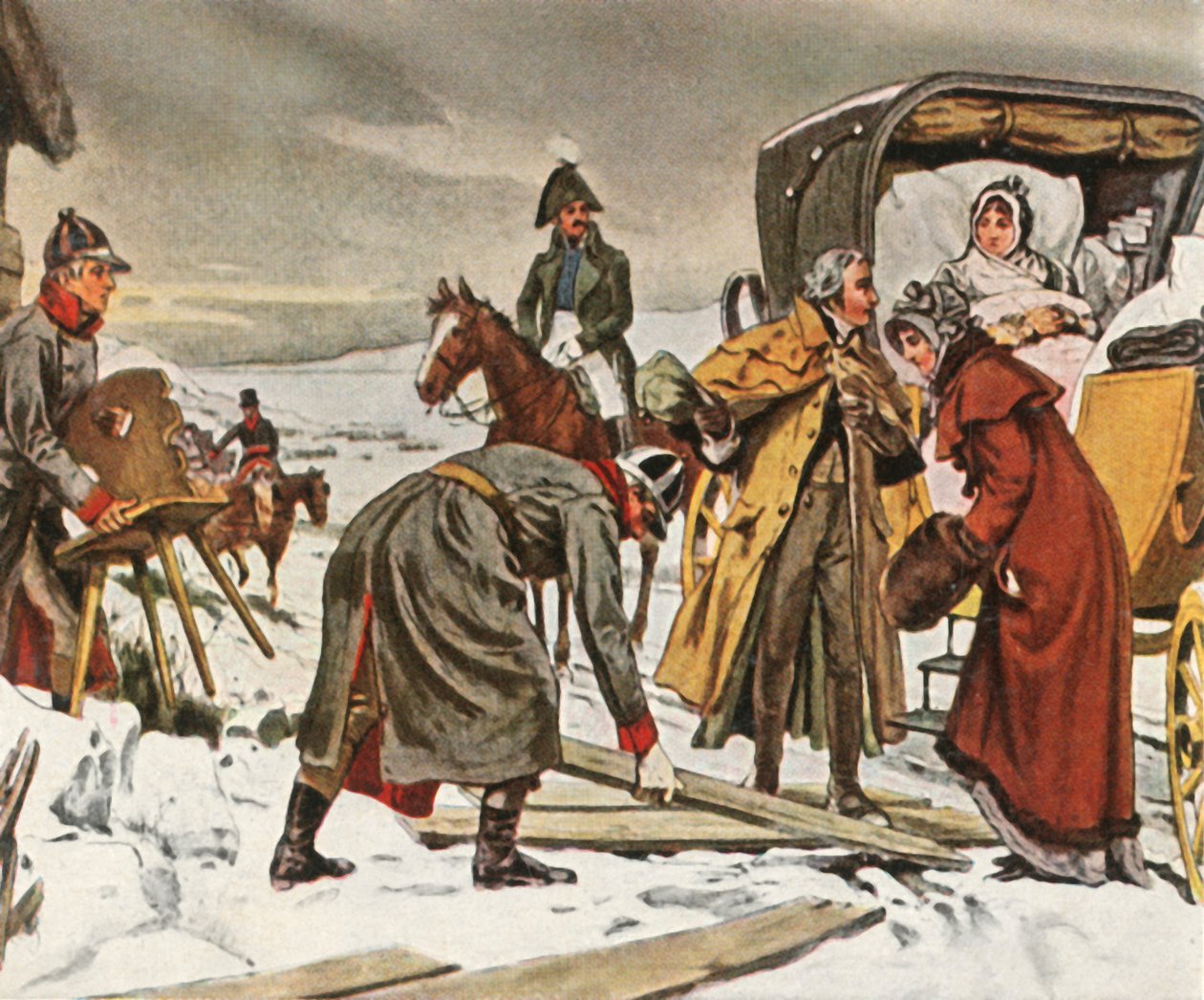 Queen Louise on the flight to Memel, 5 January 1807 by Unbekannt