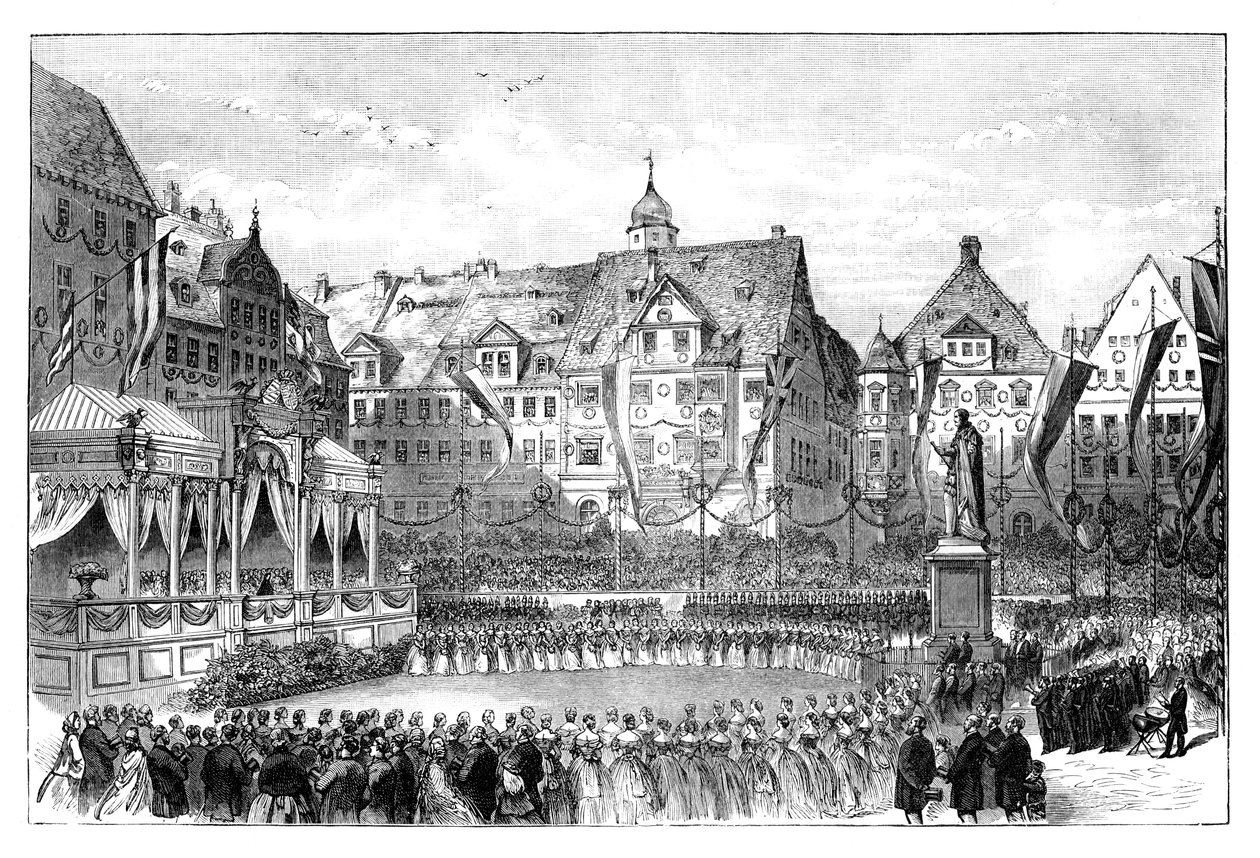 Queen Victoria unveiling a statue of Prince Albert, Coburg, Germany by Unbekannt