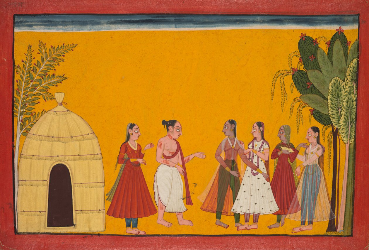 Rama and Sita Being Taken to the Priest to Fix the Wedding Date, Page from the Ramayana by Unbekannt