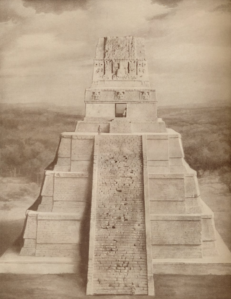 Reconstructed Model of a Magnificent Maya Temple Pyramid at Tikal by Unbekannt