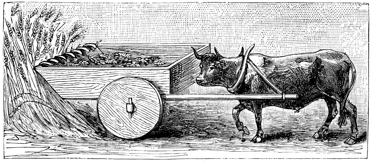 Reconstruction of Reaping Machine Used in Gaul in Ancient Roman Times, as Described by Pliny by Unbekannt