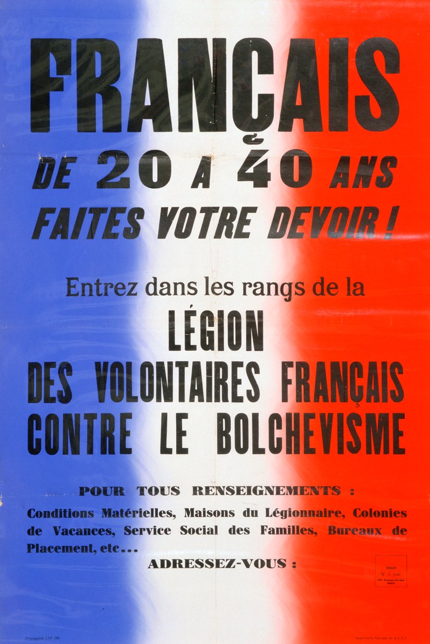 Recruitment poster for the Legion of French Volunteers, 1941-1944 by Unbekannt