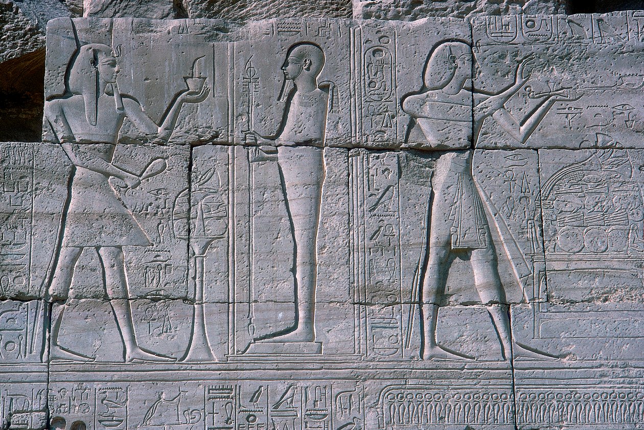 Relief showing Rameses II before Ptah, The Ramesseum, Temple of Rameses II, Luxor, Egypt, c1250 BC by Unbekannt