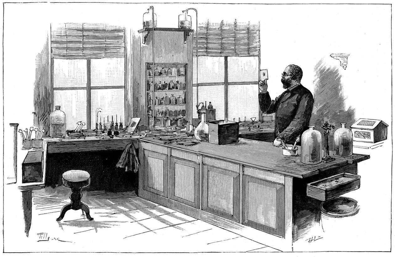 Robert Koch, German Bacteriologist and Physician in His Laboratory by Unbekannt