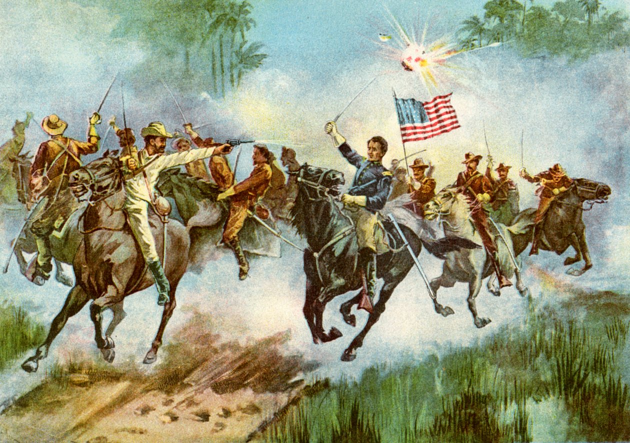 Rough Riders Stampeding a Spanish Outpost, Cuba, Spanish-American War by Unbekannt