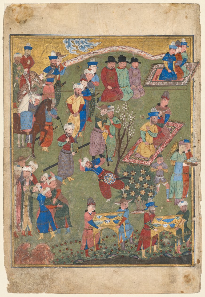 Royal Feast in a Garden recto from the double-page frontispiece of a Shahnama by Unbekannt