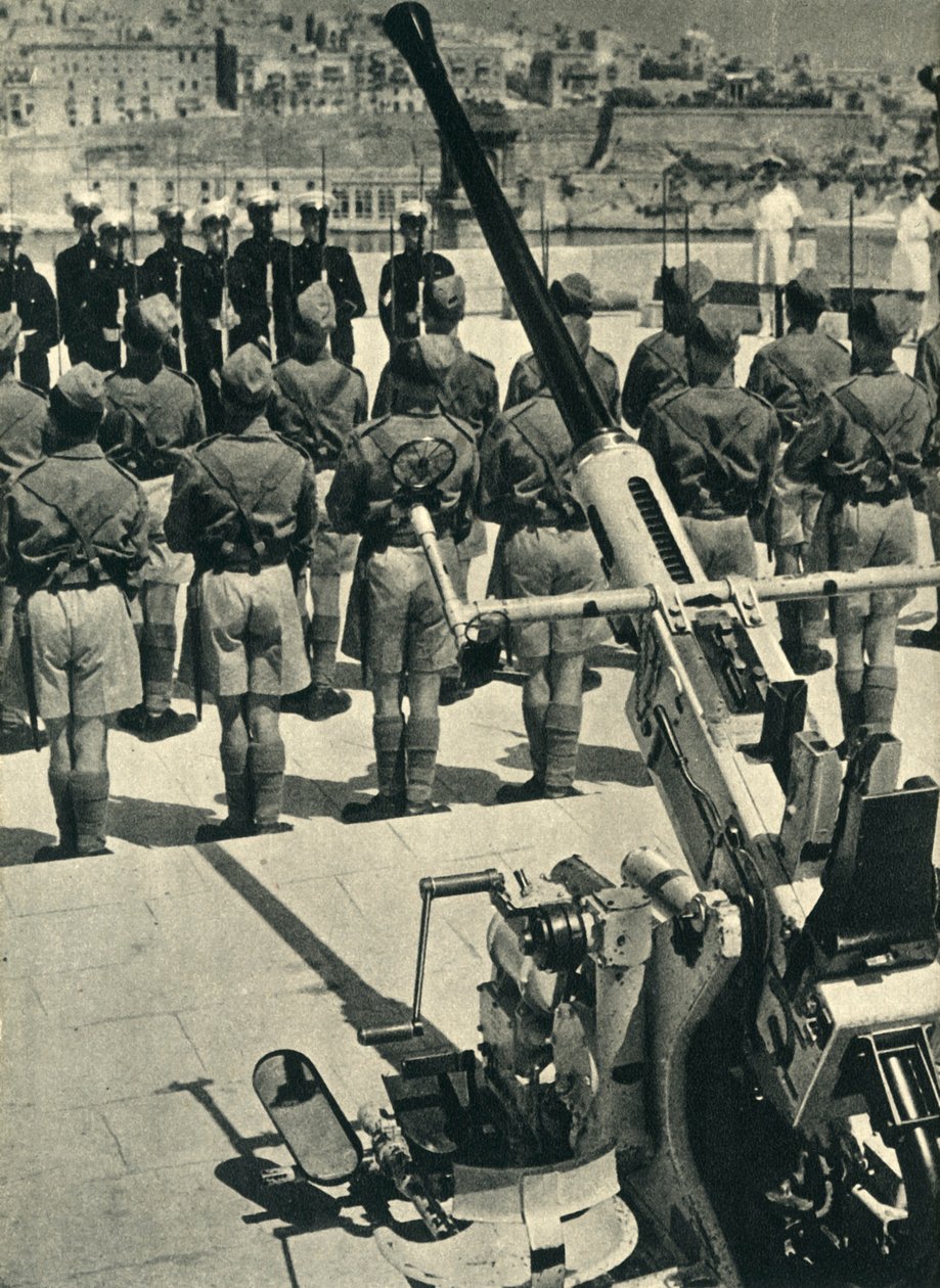 Royal Marines at the Parade Celebrating the Successful Defence of Malta, World War II, 1943-1944 by Unbekannt