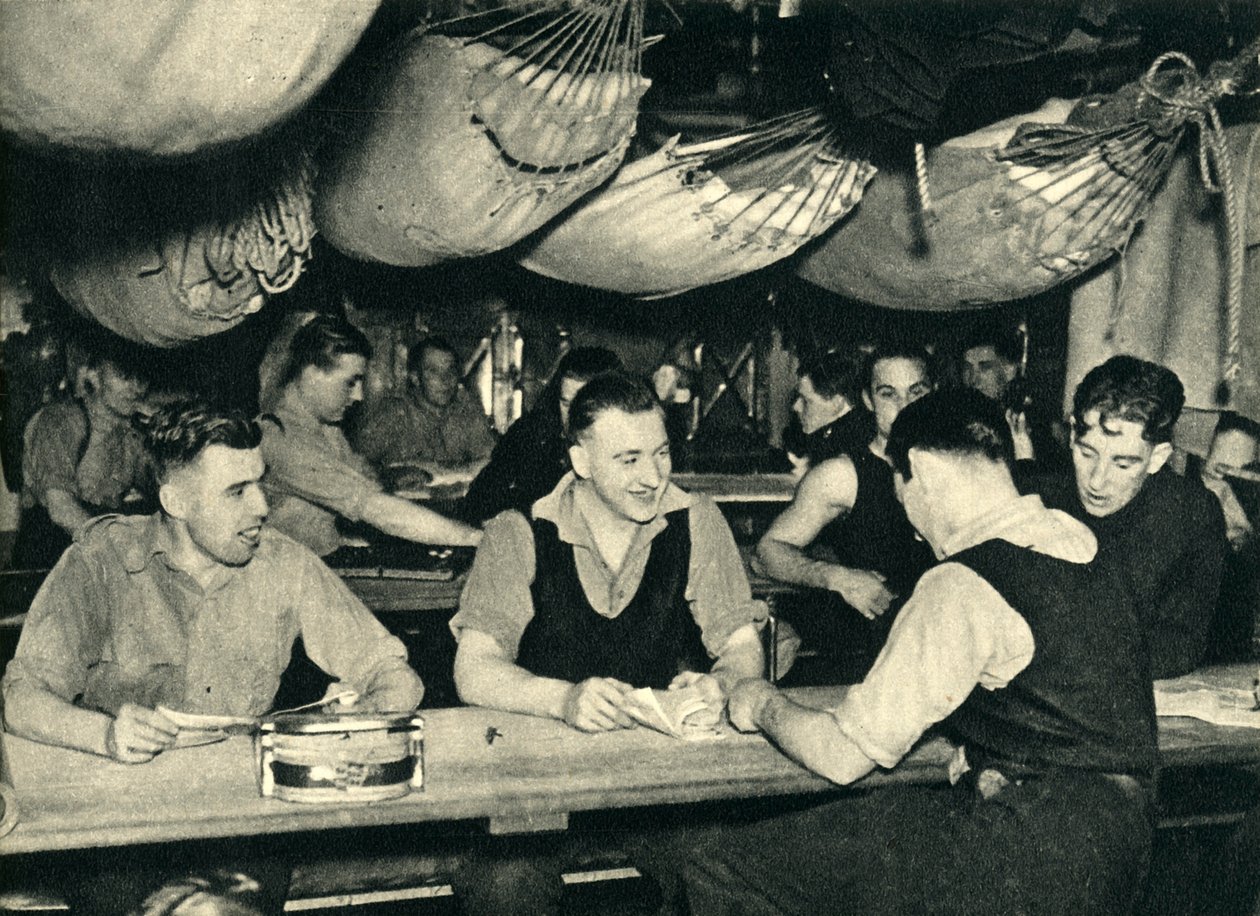 Royal Marines on Their Mess Deck on Board a Ship, World War II by Unbekannt